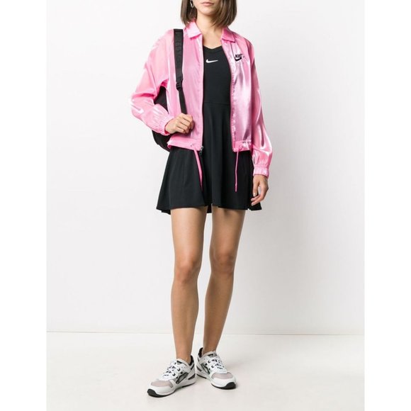 Nike Air Coach Sheen Logo Print Jacket Pink Size XS - Picture 2 of 9